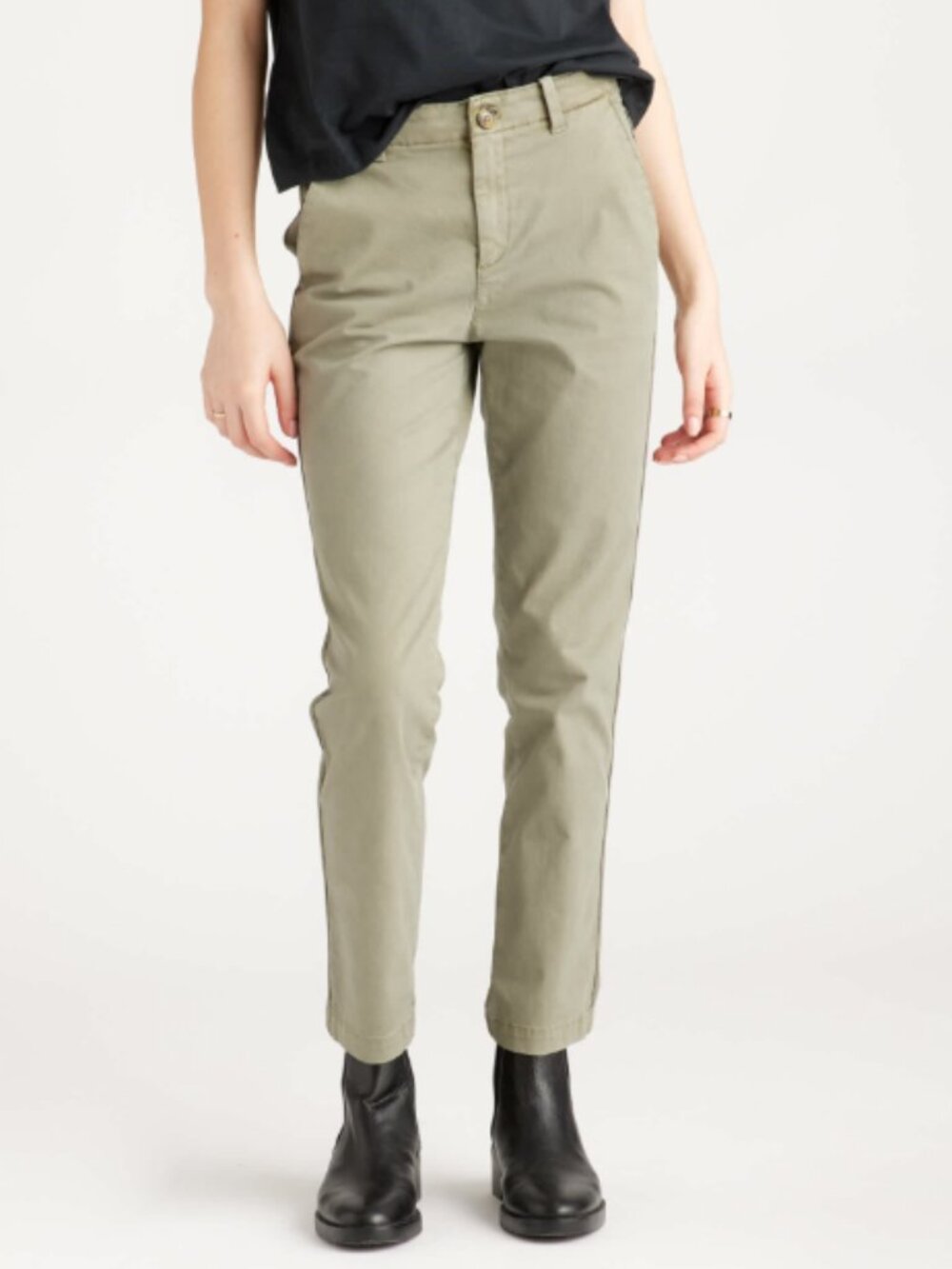 NWT Quince Stretch Cotton Twill Girlfriend Chino Pants Olive